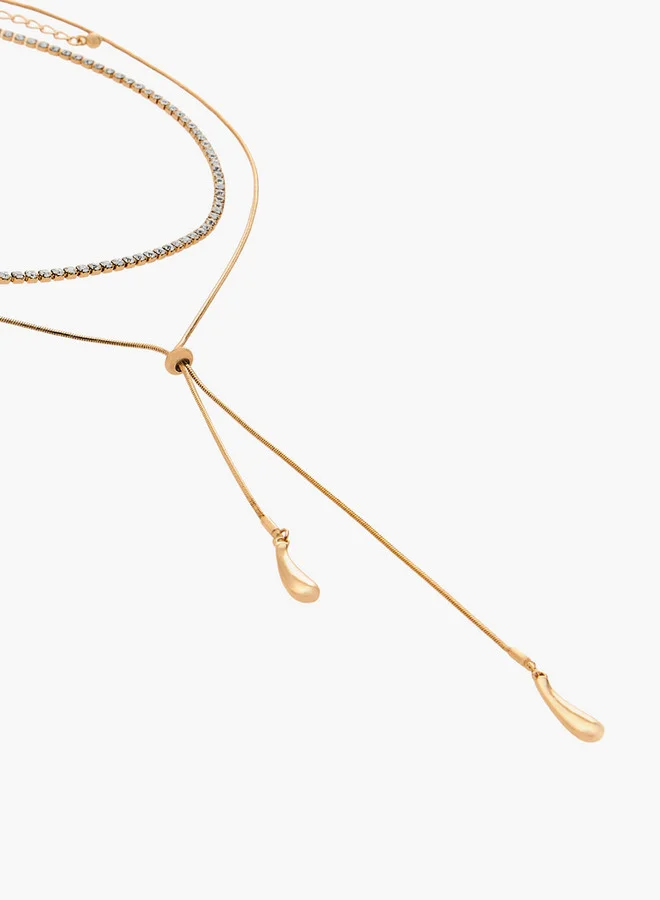 Flora Bella By Shoexpress GOLD Metal Assorted Necklace - Set Of 2 for Women | Best Price UAE